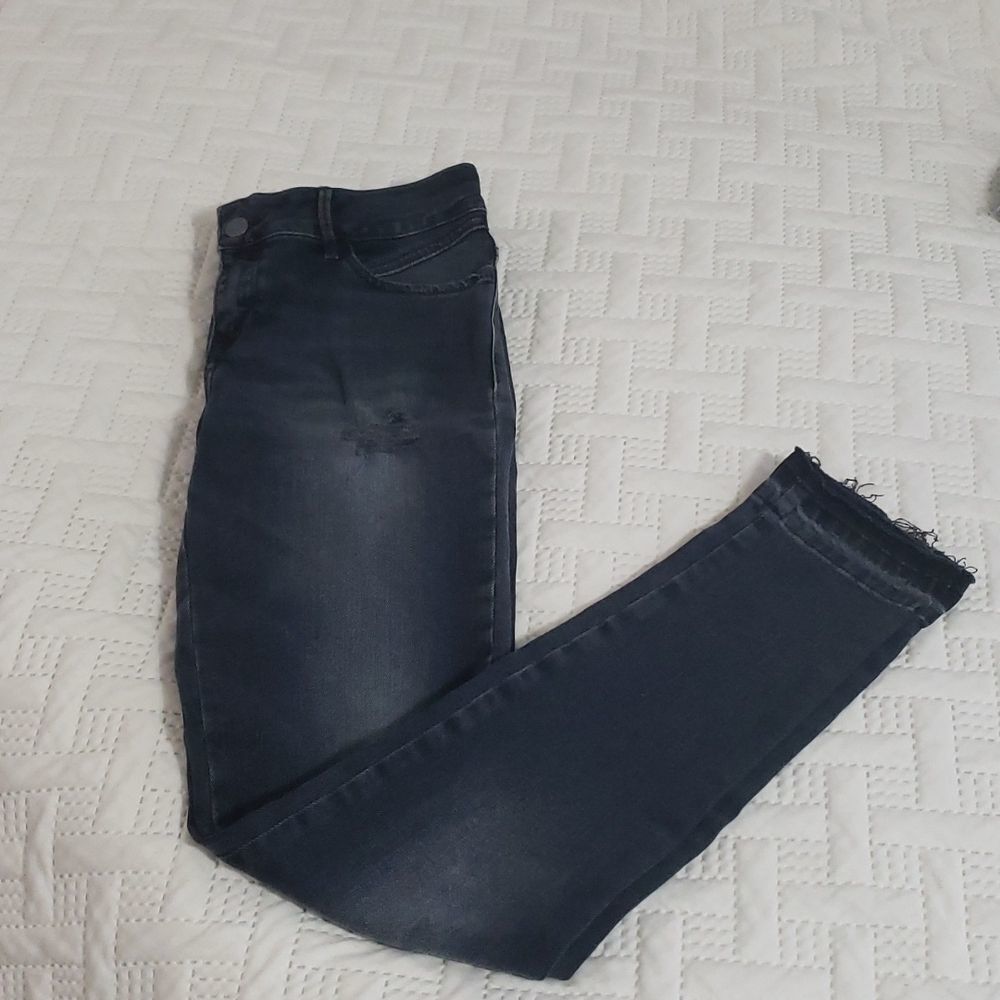 Zara. Basic Denim. Raw Hem Mid -Rise Distressed, … - image 1